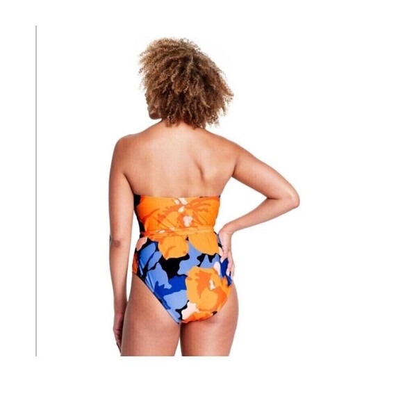 NWOT Tabitha Brown  One Piece Swimsuit Multicolor 18W Floral Print Tie-Front - Picture 3 of 14